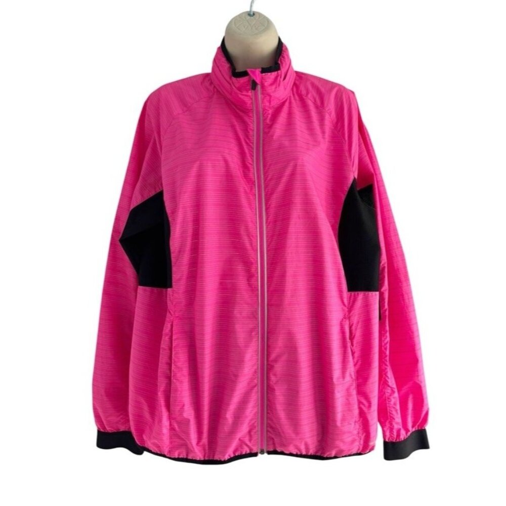 BCG Bio Viz Woman's Sz XL Hot Pink & Black Full Zip Long Slv Jacket Reflective